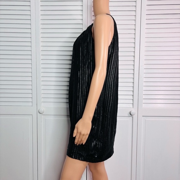 JAY GODFREY Black Faux Leather Scale Pattern Dress Size 4 - Picture 3 of 8